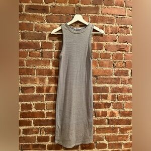 Zara Trafaluc Grey Stripe Midi Bodycon Dress